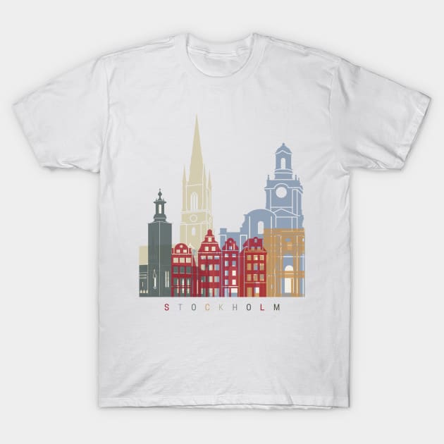 Stockholm skyline poster T-Shirt by PaulrommerArt